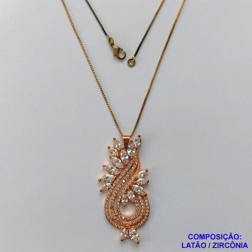 GARGANTILHA NO BRUTO PRONTO PARA O BANHO(CX109) - GARGANTILHA COM CORRENTE VENEZIANA 45CM - COM PINGENTE TODO CRAVEJADO EM ZIRCÔNIAS 25X50MM - PESO 11,4GR - BRU14151