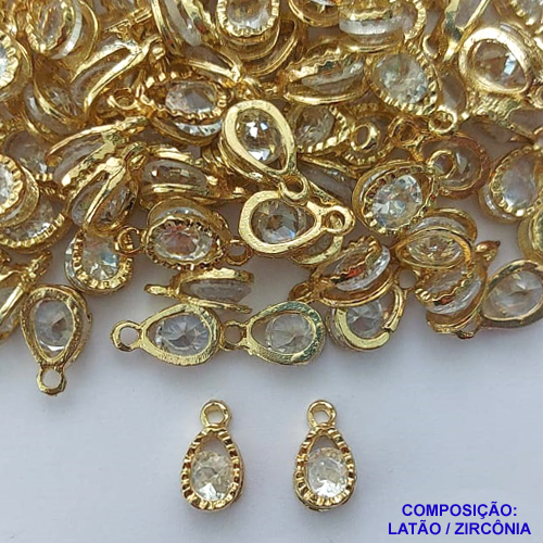ACESSÓRIO NO BRUTO PRONTO PARA O BANHO(CX110) - PINGENTE COM PEDRA EM ZIRCÔNIA CRISTAL 8MM - PESO 1GR - BRU0002958