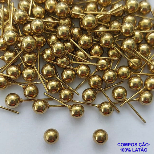 BRINCO NO BRUTO PRONTO PARA O BANHO(POTE) - BRINCO DE PINO REDONDO 6MM - PESO 1,6GR - COMPOSIÇÃO: 100% LATÃO  - BRU14181