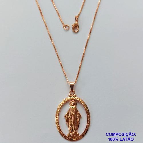 GARGANTILHA NO BRUTO PRONTO PARA O BANHO - (577) PINGENTE NOSSA SRA DAS GRAÇAS 24X29MM - PESO 3GR - COMPOSIÇÃO: 100% LATÃO - BRU14193