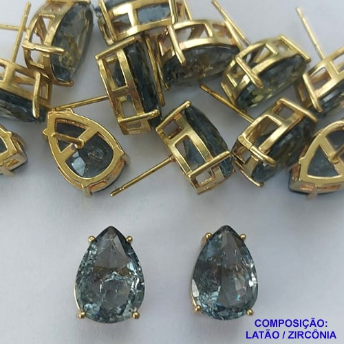 BRINCO NO BRUTO PRONTO PARA O BANHO - ZIRCÔNIA FUMÊ COM BASE EM ALTA FUSÃO - TAMANHO 10X14 - PESO TOTAL 4,0GR -  BRU14255