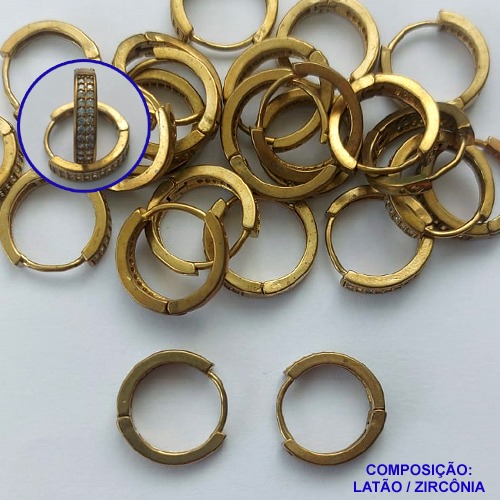 BRINCO BRUTO PRONTO BANHO COM 2 FILEIRAS DE MICRO ZIRCÔNIAS - (CX109) TAMANHO 15MM -  PESO  TOTAL 2.7GR -  BRU14278