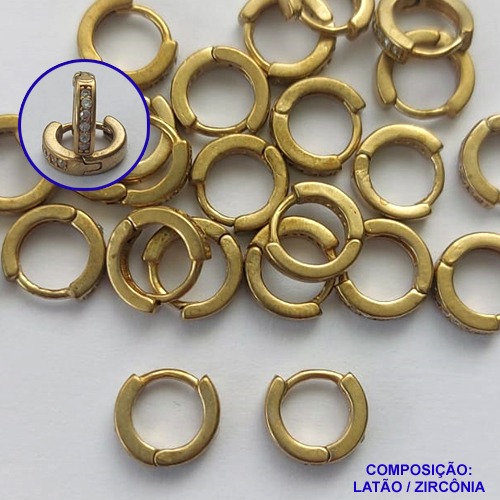 BRINCO BRUTO PRONTO BANHO COM 1 FILEIRA DE MICRO ZIRCÔNIA - (CX109) TAMANHO 8MM -  PESO  TOTAL 0,8GR -  BRU14279