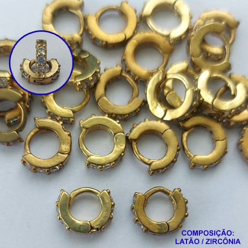 BRINCO BRUTO PRONTO BANHO - (CX109) COM 1 FILEIRA DE MICRO ZIRCÔNIA - TAMANHO 9MM -  PESO  TOTAL 1,1GR -  BRU14284