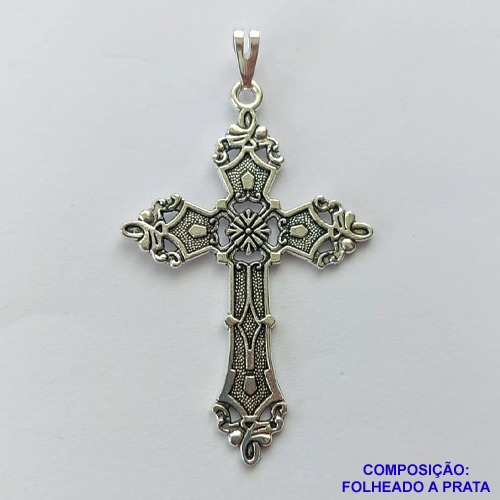 PINGENTE PRATA ENVELHECIDA - PINGENTE CRUCIFIXO PRATA ENVELHECIDA 36X50MM - PRA216