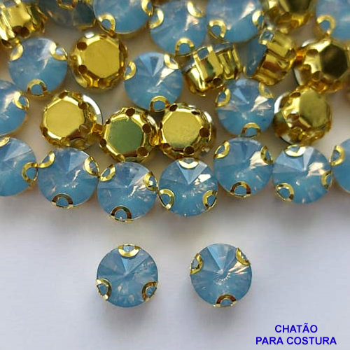 ACESSÓRIO PARA COSTURA(CX112) - CHATÃO COM PEDRA OPALA GOLD PARA COSTURA 8MM - BRU0002970
