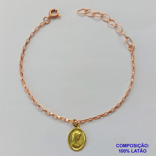 PULSEIRA NO BRUTO PRONTO PARA O BANHO - (CX.33)  PULSEIRA 17CM + EXTENSOR COM PINGENTE MULHER - PESO TOTAL 2GR -  BRU14393