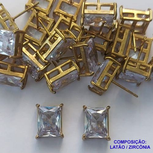 BRINCO NO BRUTO PRONTO PARA O BANHO - BRINCO DE PINO COM BASE EM ALTA FUSÃO E ZIRCÔNIA CRISTAL 8X10MM - PESO TOTAL 3,8GR - BRU14398
