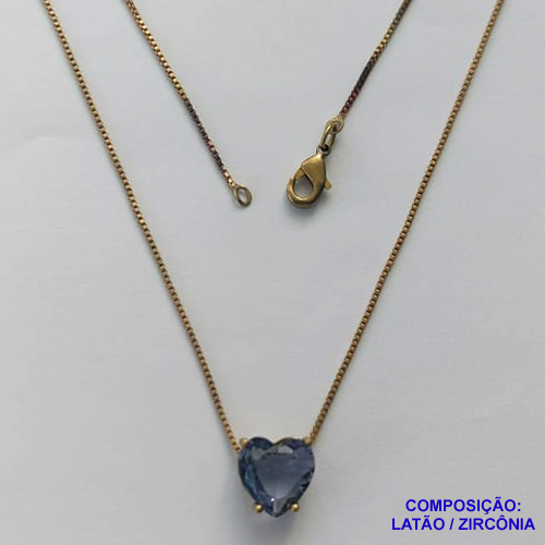 GARGANTILHA NO BRUTO PRONTO PARA O BANHO - GARGANTILHA COM CORRENTE VENEZIANA 45CM E PINGENTE COM BASE EM ALTA FUSÃO E PEDRA EM ZIRCÔNIA CORAÇÃO LILÁS 10X10MM - PESO TOTAL 3,3GR - BRU14432