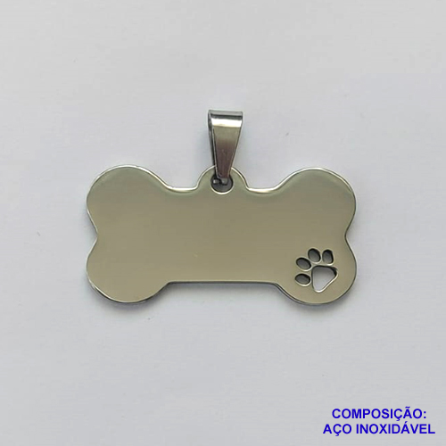 PINGENTE EM AÇO INOXIDÁVEL - (CX49) PINGENTE PLAQUINHA PET OSSO PARA GRAVAÇÃO 20X39MM - COMPOSIÇÃO: AÇO INOXIDÁVEL - AÇO1871