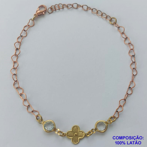 PULSEIRA NO BRUTO PRONTO PARA O BANHO - (CX.49) PULSEIRA TIPO VAN CLEFF COM PEDRA CRISTAL - TAMANHO 18CM - PESO 3,1GR - FECHO LAGOSTA - BRU14489