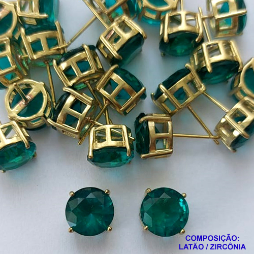 BRINCO NO BRUTO PRONTO PARA O BANHO - BRINCOS DE PINO COM BASE EM ALTA FUSÃO E ZIRCÔNIA AZUL 10X10MM - PESO TOTAL 2,4GR - BRU14522