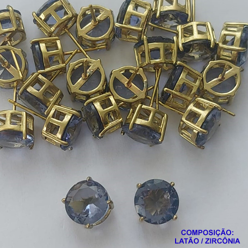 BRINCO NO BRUTO PRONTO PARA O BANHO - BRINCOS DE PINO COM BASE EM ALTA FUSÃO E ZIRCÔNIA LILÁS 10X10MM - PESO TOTAL 2,4GR - BRU14528