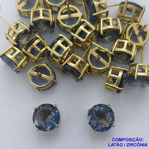BRINCO NO BRUTO PRONTO PARA O BANHO - BRINCOS DE PINO COM BASE EM ALTA FUSÃO E ZIRCÔNIA LILÁS 10X10MM - PESO TOTAL 2,4GR - BRU14532
