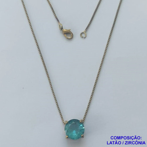 GARGANTILHA NO BRUTO PRONTO PARA O BANHO - GARGANTILHA COM CORRENTE VENEZIANA 45CM E PINGENTE COM BASE EM ALTA FUSÃO E PEDRA EM ZIRCÔNIA AZUL 10X10MM - PESO TOTAL 3,1GR - BRU14546