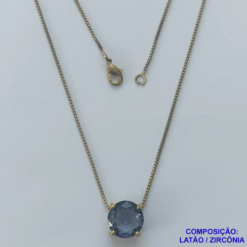 GARGANTILHA NO BRUTO PRONTO PARA O BANHO - GARGANTILHA COM CORRENTE VENEZIANA 45CM E PINGENTE COM BASE EM ALTA FUSÃO E PEDRA EM ZIRCÔNIA LILÁS 10X10MM - PESO TOTAL 3,1GR - BRU14547