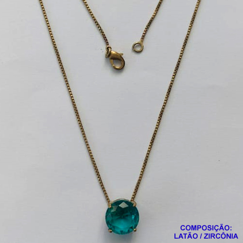 GARGANTILHA NO BRUTO PRONTO PARA O BANHO - GARGANTILHA COM CORRENTE VENEZIANA 45CM E PINGENTE COM BASE EM ALTA FUSÃO E PEDRA EM ZIRCÔNIA VERDE 10X10MM - PESO TOTAL 3,1GR - BRU14559