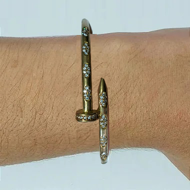 PULSEIRA (BRACELETE) NO BRUTO PRONTO PARA O BANHO - (CX114) BRACELETE PREGO CRAVEJADO EM MICROS ZIRCÔNIAS - PESO TOTAL 12GR - BRU14569