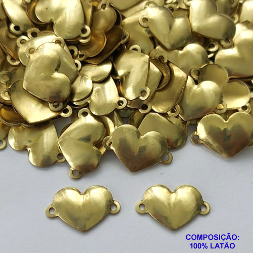 ACESSÓRIO NO BRUTO PRONTO PARA O BANHO - (3.3258A2P) CORAÇÃO LISO COM DUAS ARGOLAS 10MM - PESO TOTAL 0,8GR - COMPOSIÇÃO: 100% LATÃO (VENDIDO POR UNIDADE) - BRU0002985