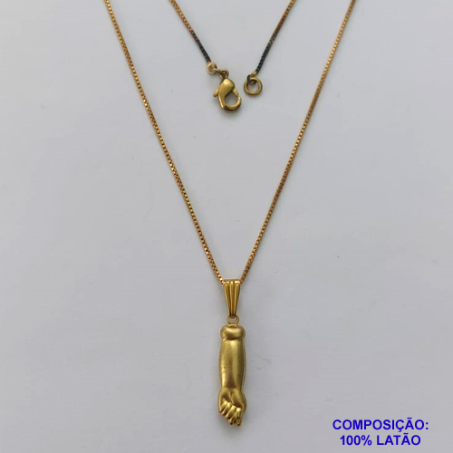 GARGANTILHA NO BRUTO PRONTA PARA O BANHO - CORRENTE VENEZIANA 45CM E PINGENTE FIGA 21MM - PESO TOTAL 1,6GR - BRU14590