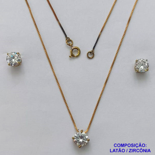 CONJUNTO NO BRUTO PRONTO PARA O BANHO - (CX.39)  CORRENTE VENEZIANA 45CM - BASE EM ALTA FUSÃO COM ZIRCONIAS DE 8X8MM - PESO  TOTAL 4,5GR  - BRU14594