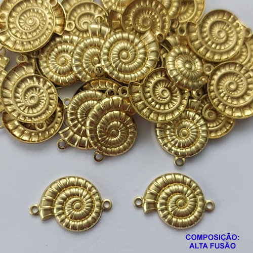 ACESSÓRIOS NO BRUTO PRONTO PARA O BANHO -(CX128) (5814) CARACOL 11X13MM COM DUAS ARGOLINHAS - COMPOSIÇÃO: 100% LATÃO - PESO 0,7GR  - BRU0002986