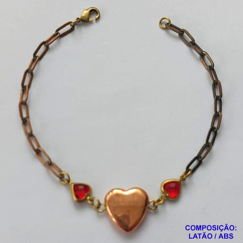 PULSEIRA NO BRUTO PRONTA PARA O BANHO(CX115) - PULSEIRA 19CM COM CORAÇÃO EM ABS 14MM - PESO TOTAL 3,5GR - BRU14603