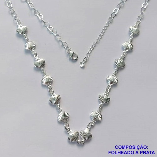 SHOCKER FOLHEADO A PRATA COM 50 MILÉSIMOS + VERNIZ DIAMOND - SHOCKER 40CM COM CONCHAS DESENHADAS + EXTENSOR PRA278
