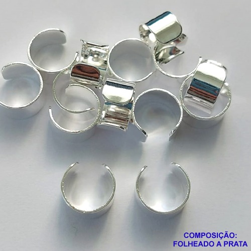 BRINCO FOLHEADA A PRATA COM 50 MILÉSIMOS + VERNIZ DIAMOND - BRINCO EAR CUFF LISO 10MM(UNIDADE) PRA283