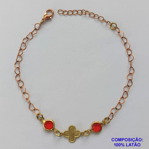 PULSEIRA NO BRUTO PRONTO PARA O BANHO - (CX.39) PULSEIRA 18CM COM TREVO TIPO VAN CLEEF - COMPOSIÇÃO: 100% LATÃO - PESO TOTAL 1,9GR - BRU14684