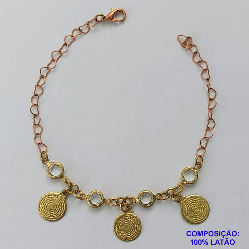 PULSEIRA NO BRUTO PRONTO PARA O BANHO - (CX.117)  PULSEIRA 18CM COM PINGENTES COM ORAÇÃO PAI NOSSO - COMPOSIÇÃO: 100% LATÃO - PESO TOTAL 2,4GR - BRU14685