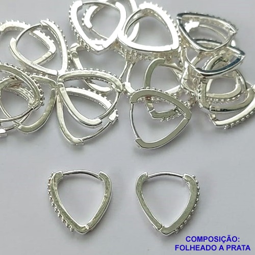 BRINCO FOLHEADA A PRATA COM 50 MILÉSIMOS + VERNIZ DIAMOND - BRINCO ARGOLA COM 1 FILEIRA DE MICRO ZIRCÔNIAS 15MM PRA320