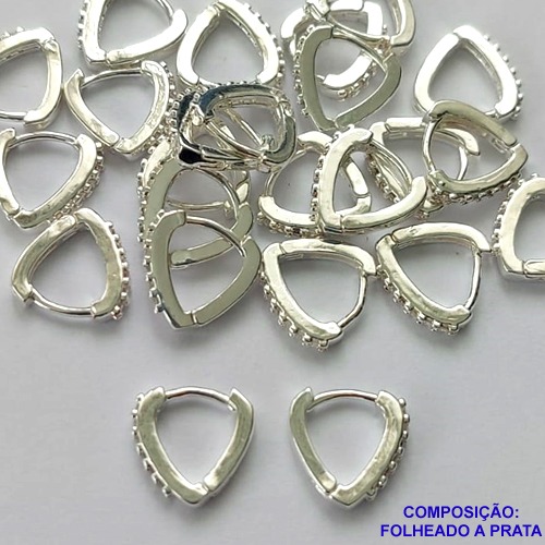 BRINCO FOLHEADA A PRATA COM 50 MILÉSIMOS + VERNIZ DIAMOND - BRINCO ARGOLA COM 1 FILEIRA DE MICRO ZIRCÔNIAS 8MM PRA322