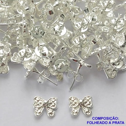 BRINCO FOLHEADA A PRATA COM 50 MILÉSIMOS + VERNIZ DIAMOND - BRINCO DE PINO LAÇO 5MM PRA330
