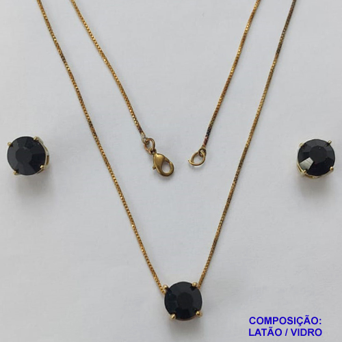 CONJUNTO NO BRUTO PRONTO PARA O BANHO - CORRENTE VENEZIANA 45CM E PINGENTE E BRINCOS COM BASE EM ALTA FUSÃO E PEDRA EM VIDRO VERMELHO ESCURO 10X10MM - PESO TOTAL 6,8GR - BRU14702