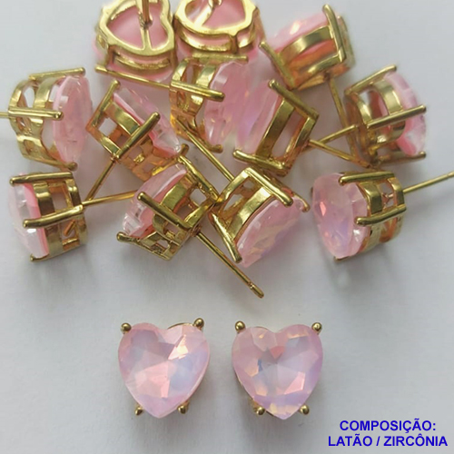 BRINCO NO BRUTO PRONTO PARA O BANHO(CX115) - BRINCOS DE PINO COM BASE EM ALTA FUSÃO E PEDRA EM ZIRCÔNIA FANTASIA 10X10MM - PESO TOTAL 2,5GR - BRU14713