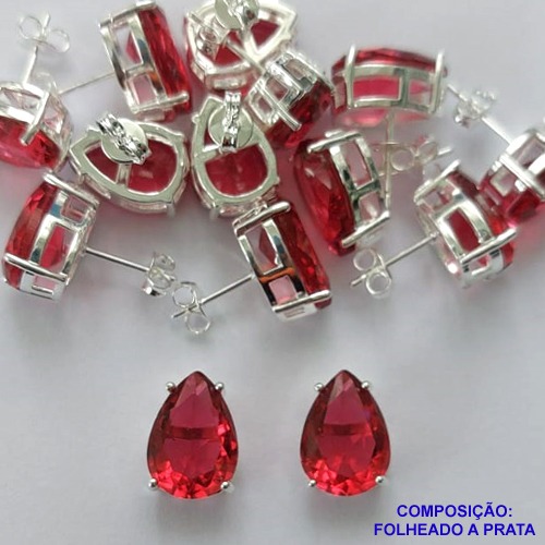BRINCO FOLHEADA A PRATA COM 50 MILÉSIMOS + VERNIZ DIAMOND - BRINCO DE PINO BASE ALTA FUSÃO VERMELHA 10X14MM PRA335