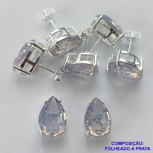 BRINCO FOLHEADA A PRATA COM 50 MILÉSIMOS + VERNIZ DIAMOND - BRINCO DE PINO BASE ALTA FUSÃO LILÁS 10X14MM PRA357
