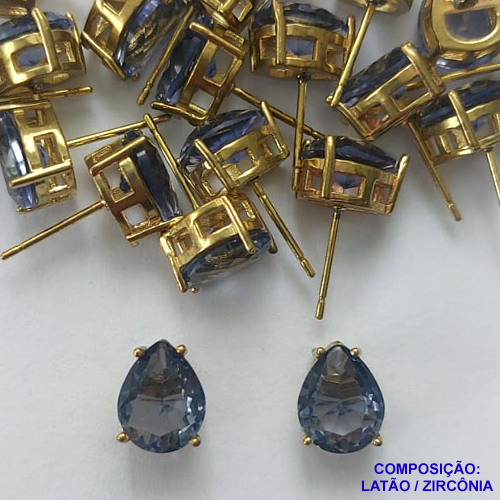 BRINCO NO BRUTO PRONTO PARA O BANHO - BRINCOS DE PINO COM BASE EM ALTA FUSÃO E PEDRA EM ZIRCÔNIA LILÁS 8X10MM - PESO TOTAL 2,4GR - BRU14749