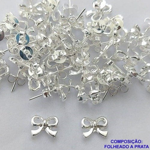 BRINCO FOLHEADA A PRATA COM 50 MILÉSIMOS + VERNIZ DIAMOND - BRINCO DE PINO LAÇO 9MM PRA361