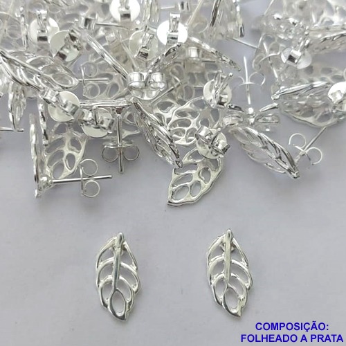 BRINCO FOLHEADA A PRATA COM 50 MILÉSIMOS + VERNIZ DIAMOND - BRINCO DE PINO FOLHA 6MM PRA363