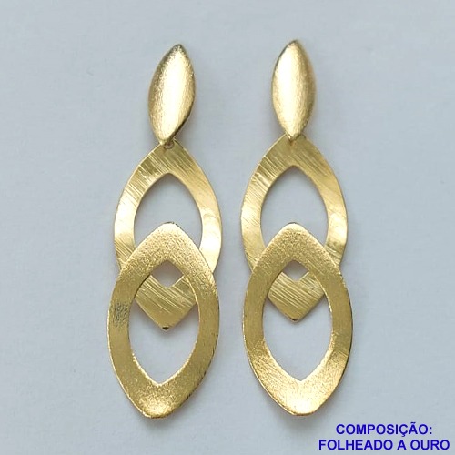 BRINCO FOLHEADO A OURO - BANHADO COM 5 MILÉSIMOS + VERNIZ DIAMOND - BRINCO DE PINO ARGOLAS VAZADAS 50MM - OURO300