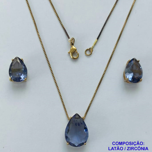 CONJUNTO NO BRUTO PRONTO PARA O BANHO(CX107) - CONJUNTO COM BRINCOS DE PINO 10X14MM E PINGENTE BASE EM ALTA FUSÃO E PEDRA EM ZIRCÔNIA 13X18MM LILÁS - PESO TOTAL 8,9GR - BRU14805