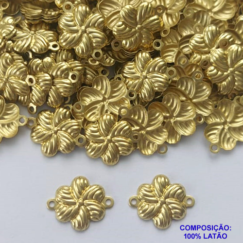 ACESSÓRIO NO BRUTO PRONTO PARA O BANHO(CX126) - (E3419) PINGENTE FLOR ESPIRAL COM DUAS ARGOLINHAS 12MM - PESO TOTAL 0,4GR - BRU0003005