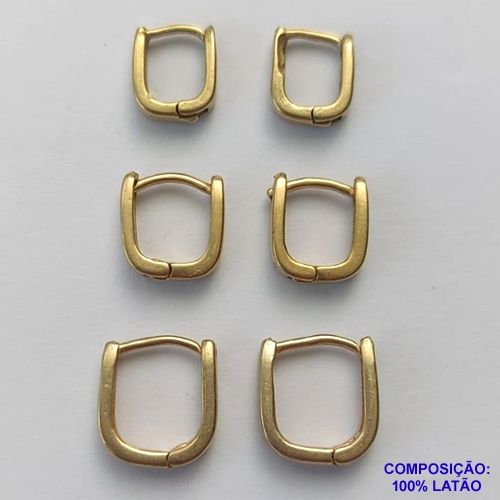 BRINCO NO BRUTO PRONTO PARA O BANHO(CX120) - (9015-10/12/14) BRINCO DE TRIO ARGOLA QUADRADA - TAMANHOS: 10/12/14MM - PESO TOTAL 3GR - BRU14851