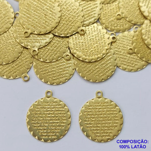 ACESSÓRIO NO BRUTO PRONTO PARA O BANHO(CX122) - (E3418) PINGENTE REDONDO 10 MANDAMENTOS 20MM - PESO TOTAL 1,4GR - BRU0003023