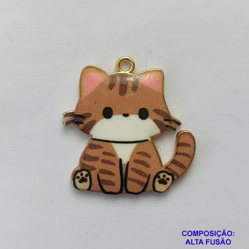 ACESSÓRIO NO BRUTO PRONTO PARA O BANHO -  (CX.129)  PINGENTE GATINHO MARROM PERSONAGEM DESENHO 22X23MM - COMPOSIÇÃO: ALTA FUSÃO - PESO TOTAL 1,7GR - BRU0003024