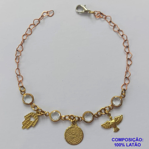 PULSEIRA NO BRUTO PRONTA PARA O BANHO - (CX.30)  PULSEIRA 18CM COM TEMA RELIGIOSO - COMPOSIÇÃO: 100% LATÃO - PESO TOTAL 2GR - BRU14899
