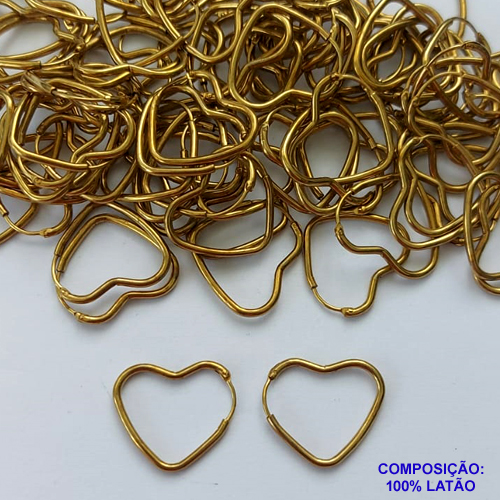 BRINCO NO BRUTO PRONTO PARA O BANHO(CX124) - BRINCO ARGOLINHA DE PRESSÃO CORAÇÃO - TAMANHO: 17MM - PESO TOTAL 1,4GR - BRU14905