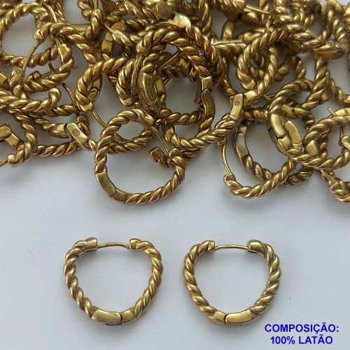 BRINCO NO BRUTO PRONTO PARA O BANHO(CX122) - BRINCO ARGOLINHA DE PRESSÃO TORCIDA - TAMANHO: 19MM - PESO TOTAL 5,8GR - BRU14907